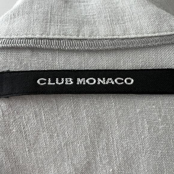 CLUB MONACO Button Down Top Shirt Blouse Gray Linen Long Sleeve Pockets Size? - Picture 8 of 8